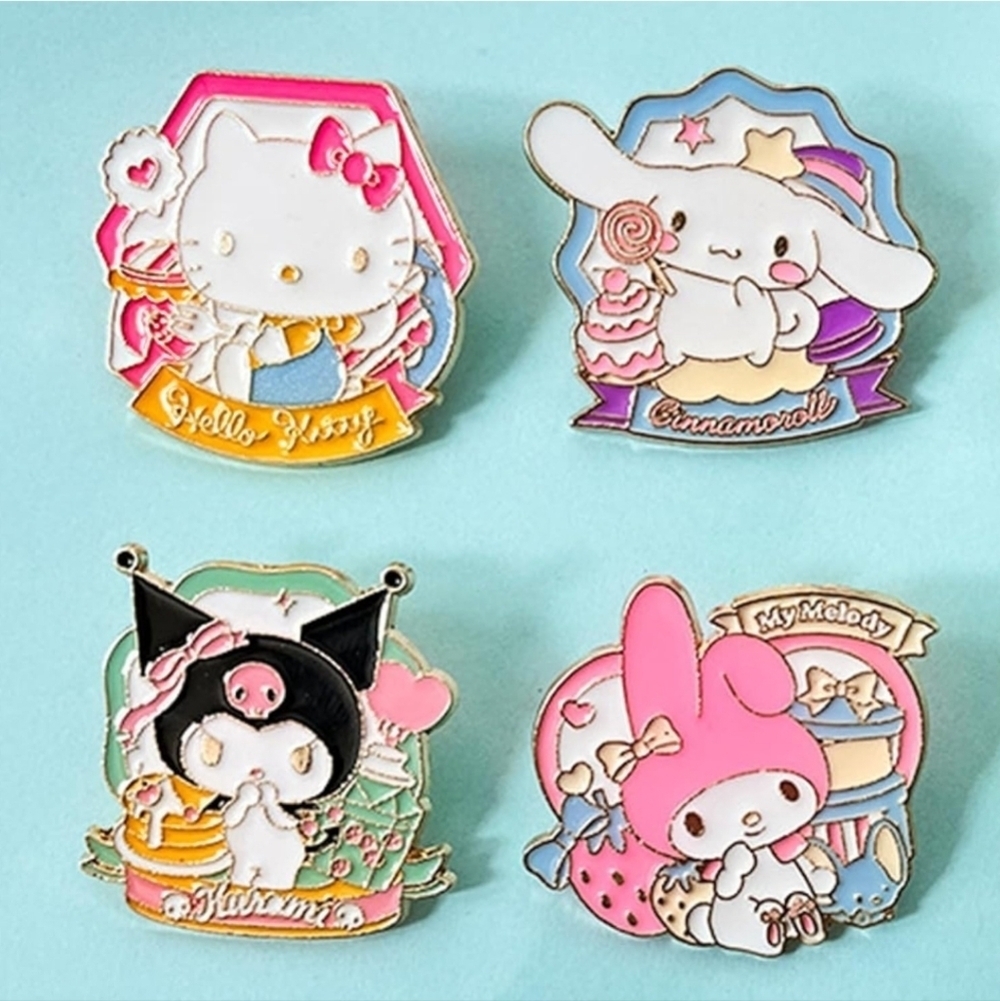 Sanrio Character Enamel Pins Set - Multicolor